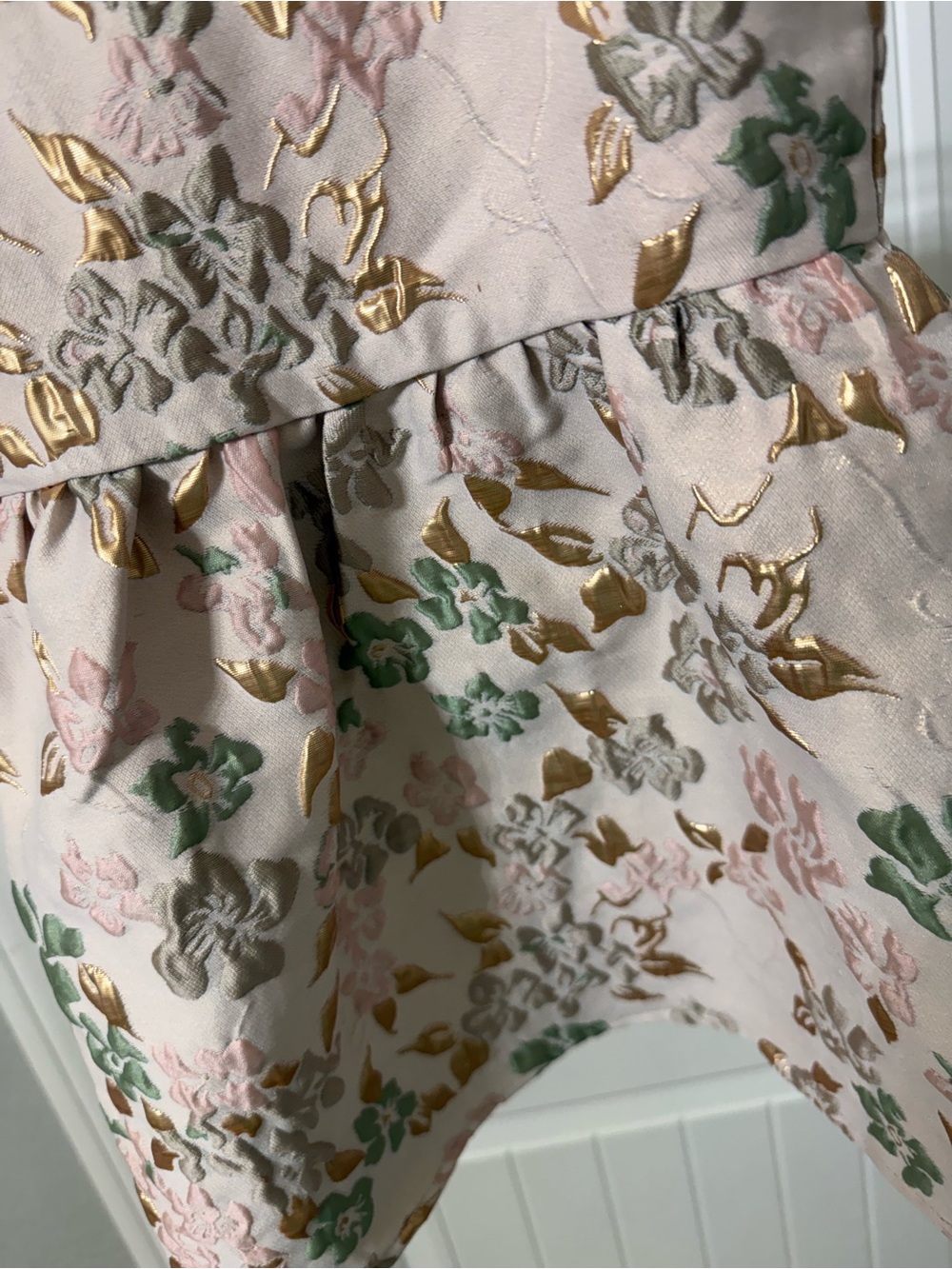 GB Little Girls Baroque Floral Bow Strap Dress - size 4T with Pale Pink velvet - Picture 7 of 7
